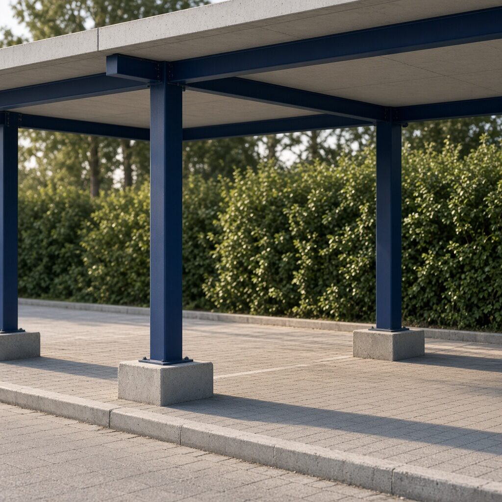Stellplatzüberdachung aus Beton und Stahl – IGCP GmbH